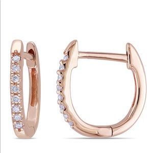 Rose Gold Diamond Hoop/Huggie Earrings